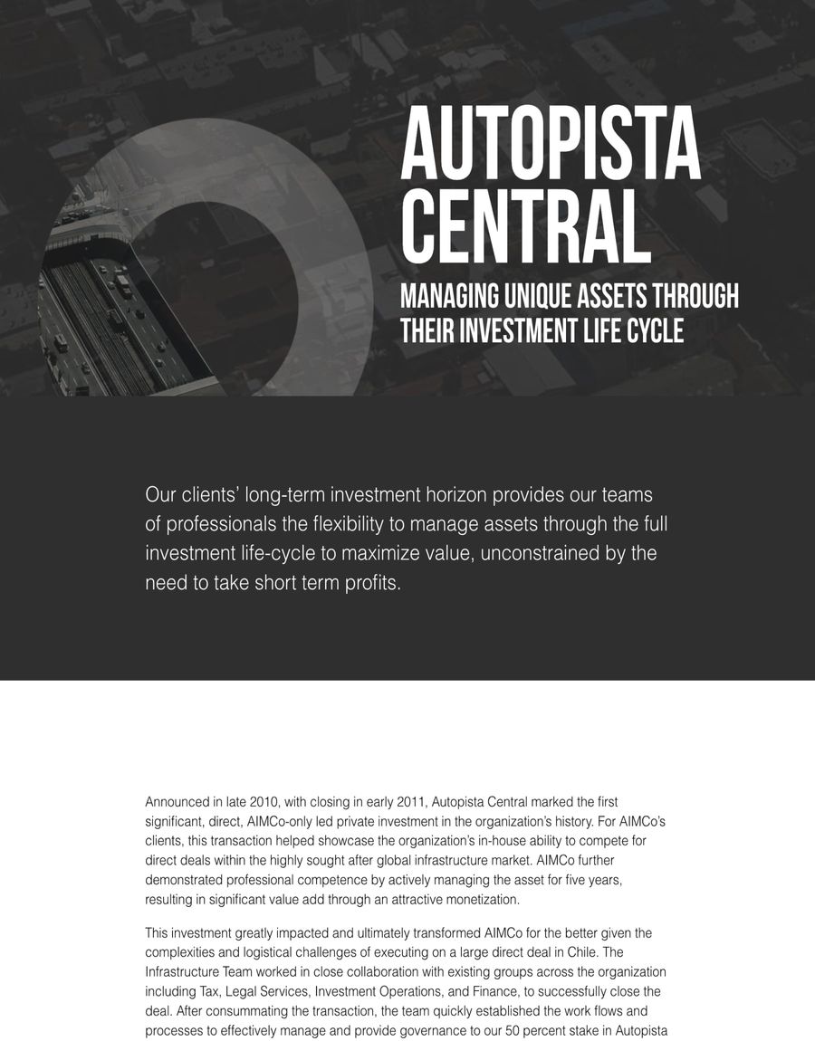 A screenshot of the Autopista page on AIMCO's 2015 annual report