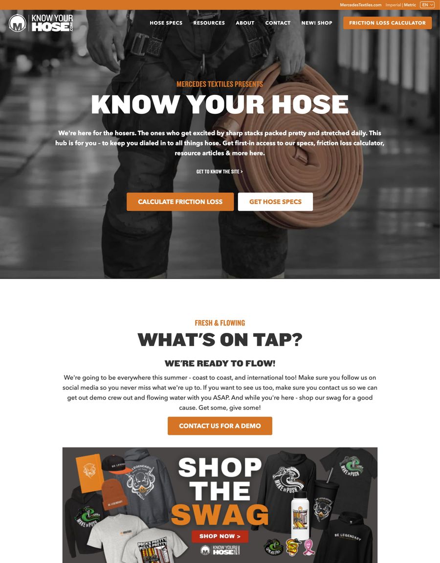 A screenshot of the Know Your Hose homepage.