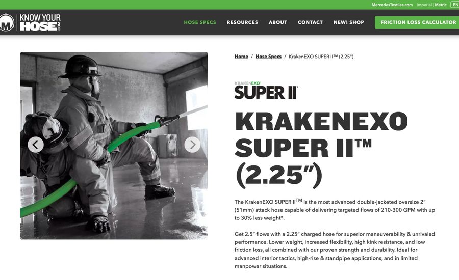 A screenshot of the KrakenExo hose product page.