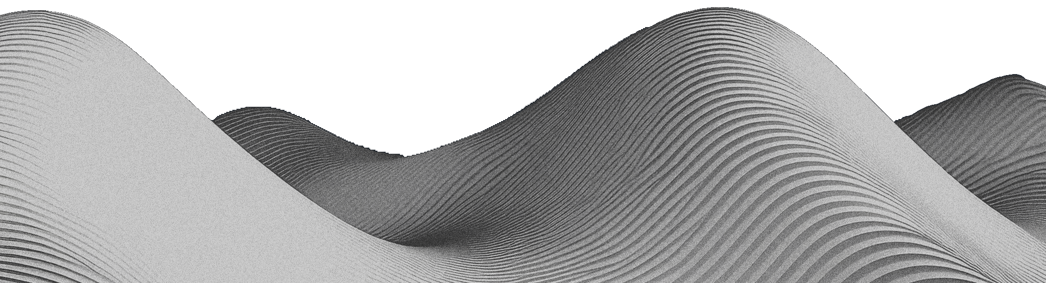 A dark digital line-drawing of undulating hills; peaks and valleys